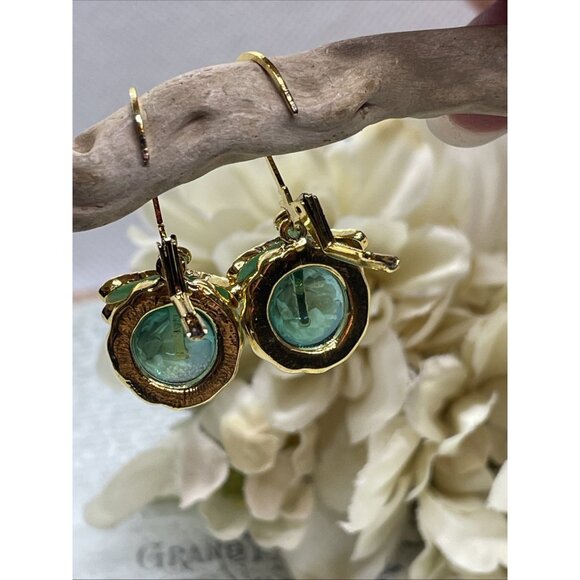 Gold plate Iridescent Dragonfly Wire Green Earrings Fall Gift Mom Birthday Wife - Picture 12 of 15